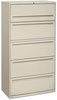 A Picture of product HON-785LQ HON® Brigade® 700 Series Lateral File 4 Legal/Letter-Size Drawers, 1 Shelf, Post Light Gray, 36" x 18" 64.25"