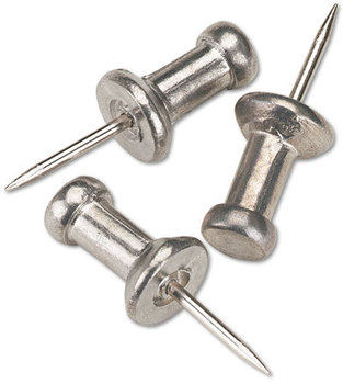 GEM Aluminum Head Push Pins,  Aluminum, Silver, 3/8", 100/Box
