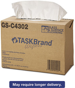 Hospital Specialty Co. TASKBrand™ Glass & Surface Cleaning Wipers,  4Ply, 9 4/5 x 17, White, 150/Box, 6 Box/Carton