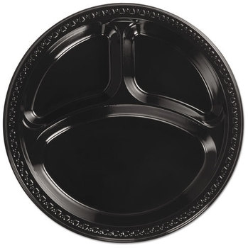 Chinet® Heavyweight Plastic Dinnerware,  10 1/4" Dia, Black, 125/PK, 4 Packs/CT