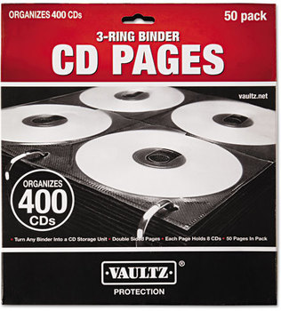 Vaultz® CD Binder Pages,  50/Pack