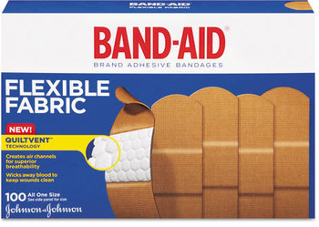 BAND-AID® Flexible Fabric Adhesive Bandages,  1" x 3", 100/Box