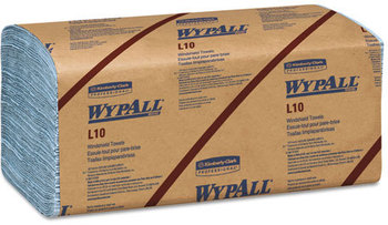 WypAll* L10 Windshield Towels,  9 3/10 x 10 1/2, Light Blue, 140/Pack, 16 Packs/Carton