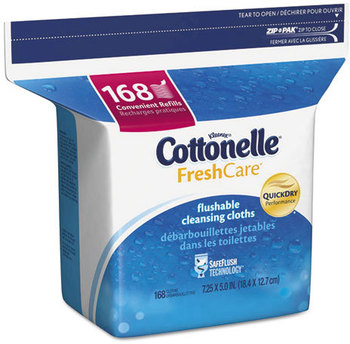 Cottonelle® Fresh Care Flushable Cleansing Cloths,  White, 5 x 7 1/4, 168/Pack