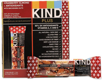 KIND Plus Nutrition Boost Bars,  Cranberry Almond and Antioxidants, 1.4 oz, 12/Box