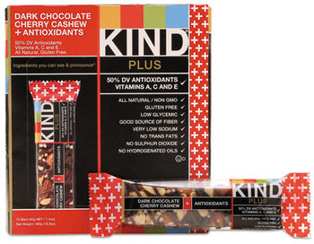 KIND Plus Nutrition Boost Bars,  Dk ChocolateCherryCashew/Antioxidants, 1.4 oz, 12/Box