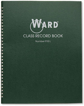 Ward® Class Record Book,  38 Students, 9-10 Week Grading, 11 x 8-1/2, Green