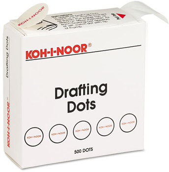 Koh-I-Noor Adhesive Drafting Dots,  7/8in dia, White, 500/Box