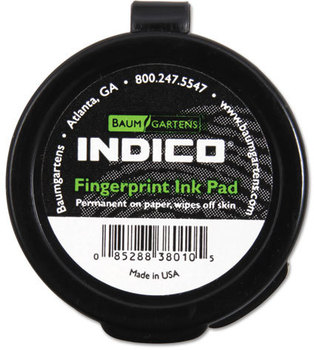 Baumgartens Fingerprint Ink Pad,  1 1/2" Diameter, Black