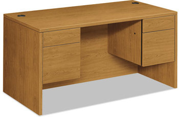 HON® 10500 Series™ Double Pedestal Desk 3/4-Height Left and Right: Box/File, 60" x 30" 29.5", Harvest