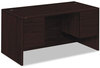 A Picture of product HON-10573NN HON® 10500 Series™ Double Pedestal Desk 3/4-Height Left and Right: Box/File, 60" x 30" 29.5", Mahogany