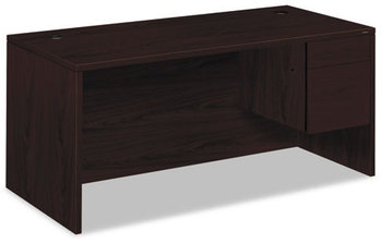 HON® 10500 Series™ "L" Workstation Single Pedestal Desk Right 66" x 30" 29.5", Mahogany