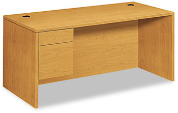 HON® 10500 Series™ "L" Workstation Single Pedestal Desk 66" x 30" 29.5", Harvest