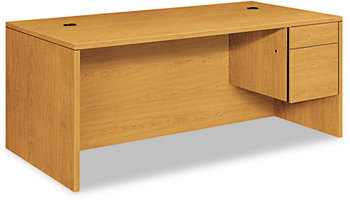 HON® 10500 Series™ "L" Workstation Single Pedestal Desk with 3/4 Height Right 72" x 36" 29.5", Harvest