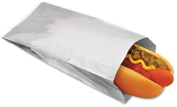 Bagcraft Papercon® Foil Single-Serve Bags,  3 1/2 x 1 1/2 x 8 1/2, Silver,1000/Carton