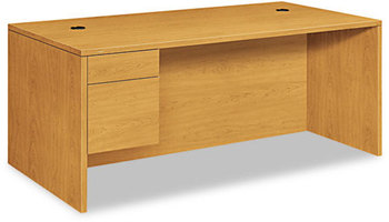 HON® 10500 Series™ "L" Workstation Single Pedestal Desk with 3/4 Height 72" x 36" 29.5", Harvest