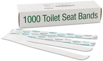 Bagcraft Papercon® Sani/Shield Toilet Seat Bands,  Paper, Blue/White, 16" Wide x 1-1/2" Deep, 1,000/Case