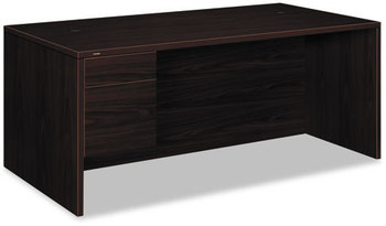 HON® 10500 Series™ "L" Workstation Single Pedestal Desk with 3/4 Height 72" x 36" 29.5", Mahogany