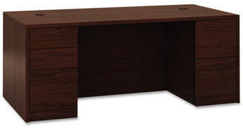 HON® 10500 Series™ Double Pedestal Desk with Full Pedestals 72" x 36" 29.5", Mahogany