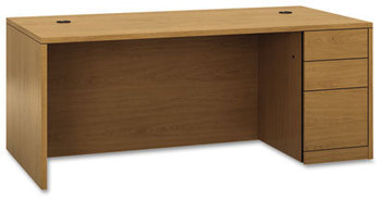 HON® 10500 Series™ "L" Workstation Single Pedestal Desk with Full-Height Right 72" x 36" 29.5", Harvest