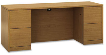 HON® 10500 Series™ Kneespace Credenza with Full-Height Pedestals With 72w x 24d 29.5h, Harvest