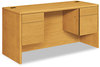 A Picture of product HON-10765CC HON® 10700 Series™ Kneespace Credenza with Three-Quarter Height Pedestals 3/4 60w x 24d 29.5h, Harvest