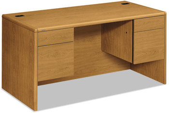 HON® 10700 Series™ Double Pedestal Desk with Three-Quarter Height Pedestals 60" x 30" 29.5", Harvest