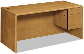 HON® 10700 Series™ "L" Workstation Desk with Three-Quarter Height Pedestal on Right 66" x 30" 29.5", Harvest