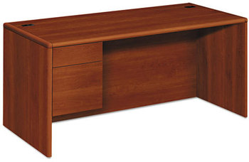 HON® 10700 Series™ "L" Workstation Desk with Three-Quarter Height Pedestal on Left 66" x 30" 29.5", Cognac