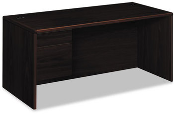 HON® 10700 Series™ "L" Workstation Desk with Three-Quarter Height Pedestal on Left 66" x 30" 29.5", Mahogany