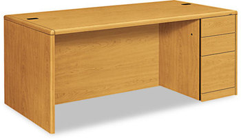 HON® 10700 Series™ Single Pedestal Desk with Full-Height on Right 72" x 36" 29.5", Harvest