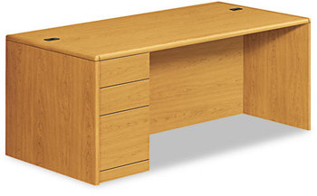 HON® 10700 Series™ Single Pedestal Desk with Full-Height on Left 72" x 36" 29.5", Harvest