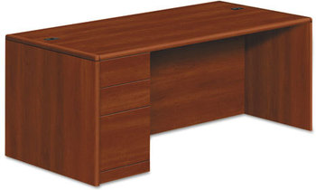 HON® 10700 Series™ Single Pedestal Desk with Full-Height on Left 72" x 36" 29.5", Cognac