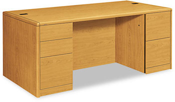 HON® 10700 Series™ Double Pedestal Desk with Full-Height Pedestals 72" x 36" 29.5", Harvest