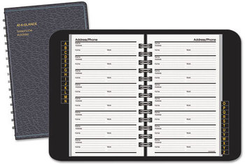 AT-A-GLANCE® Telephone/Address Book 4.78 x 8, Black Simulated Leather, 100 Sheets