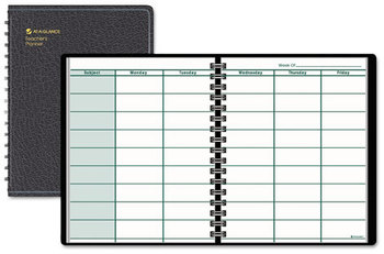 AT-A-GLANCE® Undated Teacher's Planner Weekly, Two-Page Spread (Nine Classes), 10.88 x 8.25, Black Cover