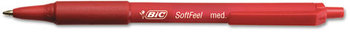 BIC® Soft Feel® Retractable Ballpoint Pen,  Red Ink, 1mm, Medium, Dozen