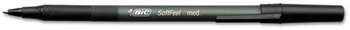 BIC® Soft Feel® Stick Ballpoint Pen,  Black Ink, 1mm, Medium, Dozen
