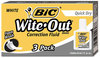 A Picture of product BIC-WOFQD324 BIC® Wite-Out® Brand Quick Dry Correction Fluid,  20 ml Bottle, White, 3/Pack