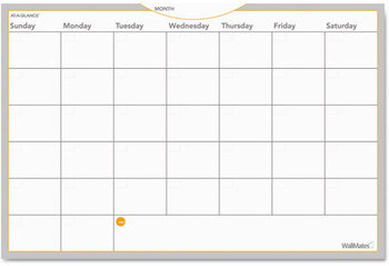 AT-A-GLANCE® WallMates® Self-Adhesive Dry Erase Planning Surfaces Monthly 36 x 24, White/Gray/Orange Sheets, Undated