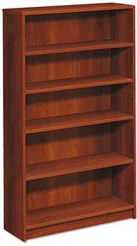 HON® 1870 Series Laminate Bookcase with Square Edge,  Five Shelf, 36w x 11 1/2d x 60 1/8h, Cognac