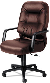 HON® Pillow-Soft® 2090 Series Executive High-Back Swivel/Tilt Chair Supports 300 lb, 16.75" to 21.25" Seat, Burgundy, Black Base