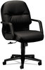 A Picture of product HON-2092SR11T HON® Pillow-Soft® 2090 Series Leather Managerial Mid-Back Swivel/Tilt Chair Supports 300 lb, 16.75" to 21.25" Seat Height, Black