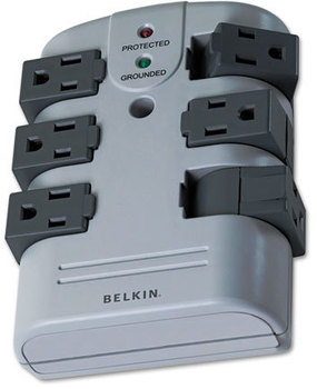 Belkin® Pivot Plug Surge Protector,  6 Outlets, 1080 Joules, Gray