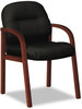 A Picture of product HON-2194NSR11 HON® Pillow-Soft® 2190 Guest Arm Chair,  Mahogany/Black Leather