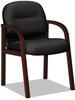 A Picture of product HON-2194NSR11 HON® Pillow-Soft® 2190 Guest Arm Chair,  Mahogany/Black Leather
