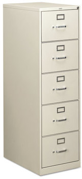 HON® 310 Series Vertical File 5 Legal-Size Drawers, Light Gray, 18.25" x 26.5" 60"