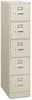 A Picture of product HON-315PQ HON® 310 Series Vertical File 5 Letter-Size Drawers, Light Gray, 15" x 26.5" 60"