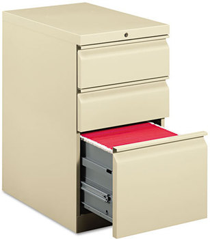 HON® Brigade® Mobile Pedestal with Pencil Tray Insert Left/Right, 3-Drawers: Box/Box/File, Letter, Putty, 15" x 22.88" 28"