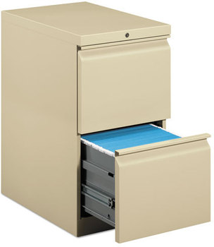 HON® Brigade® Mobile Pedestal Left or Right, 2 Letter-Size File Drawers, Putty, 15" x 22.88" 28"